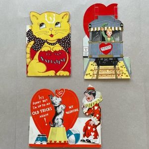 Lot of Vintage 1930s 1940s Valentines Day Cards Kitschy Cute